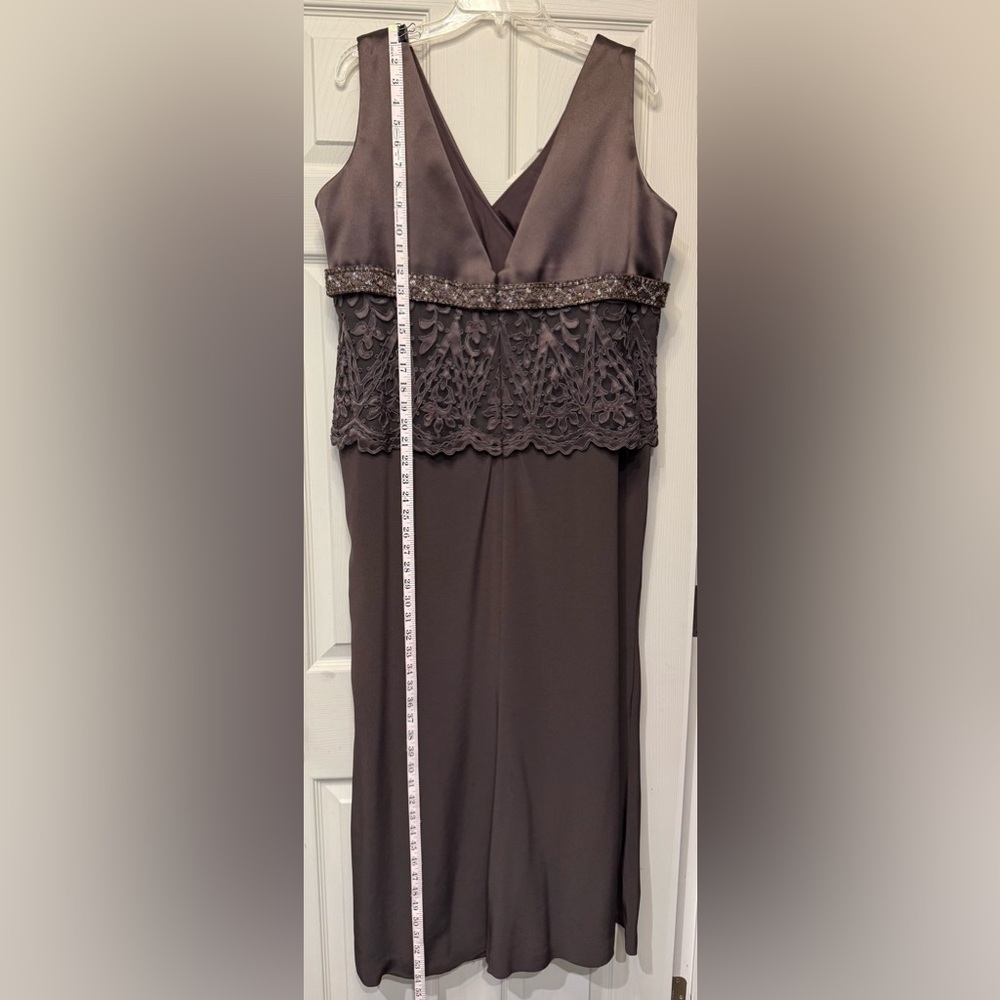 *Prom* Montage by Mon Cheri Chocolate Lace & Bead Accent Maxi Dress - Picture 6 of 6
